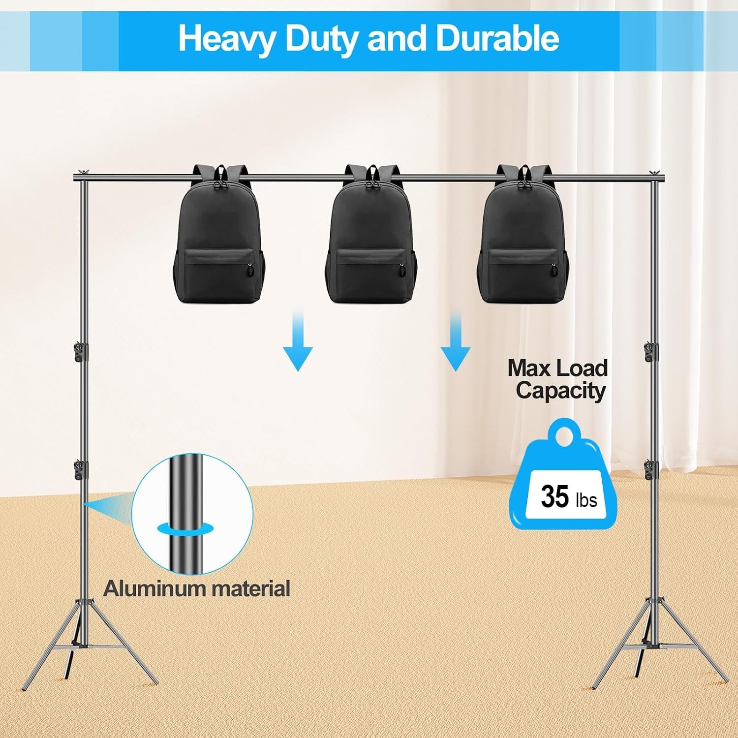 Heavy Duty Backdrop Stand, 10 x 10ft Adjustable Photo Background Support Syst…