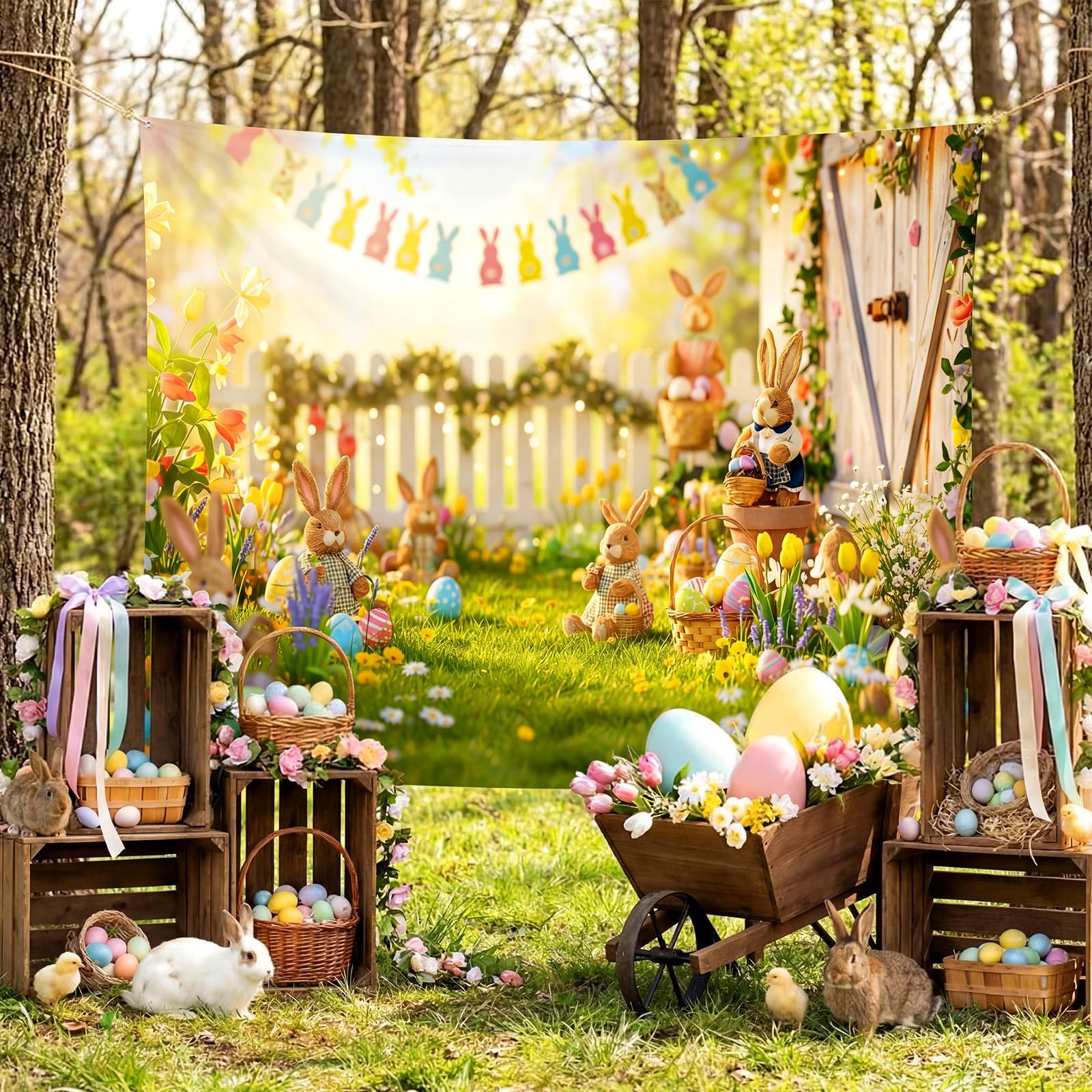 Chumia 7x5ft Spring Easter Photography Backdrops 7 x 5 feet, Multi-colored
