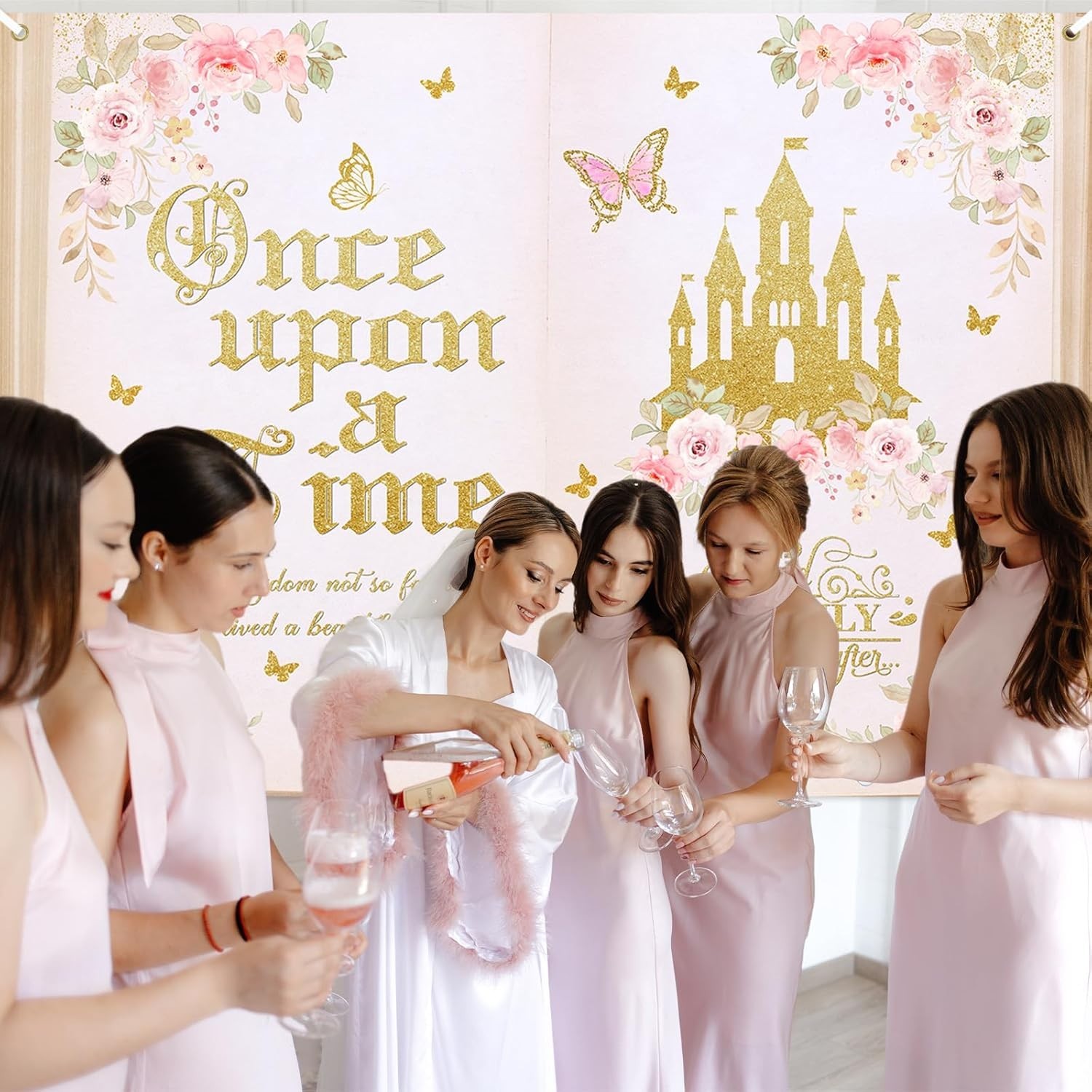 Once Upon a Time Backdrop for Girls Floral Castle Princess Fairy Tale Birthda…