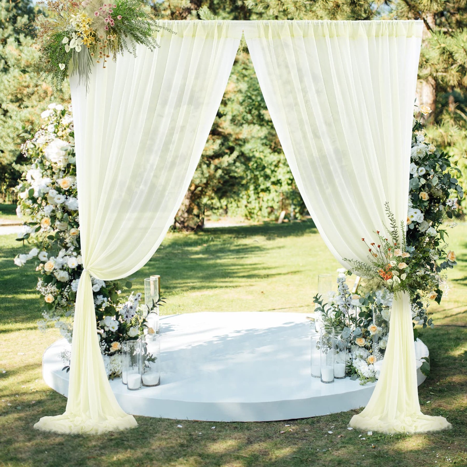 10x7ft Ivory Chiffon Backdrop Curtains WrinkleFree Photo Drapes Wedding 2 Panel