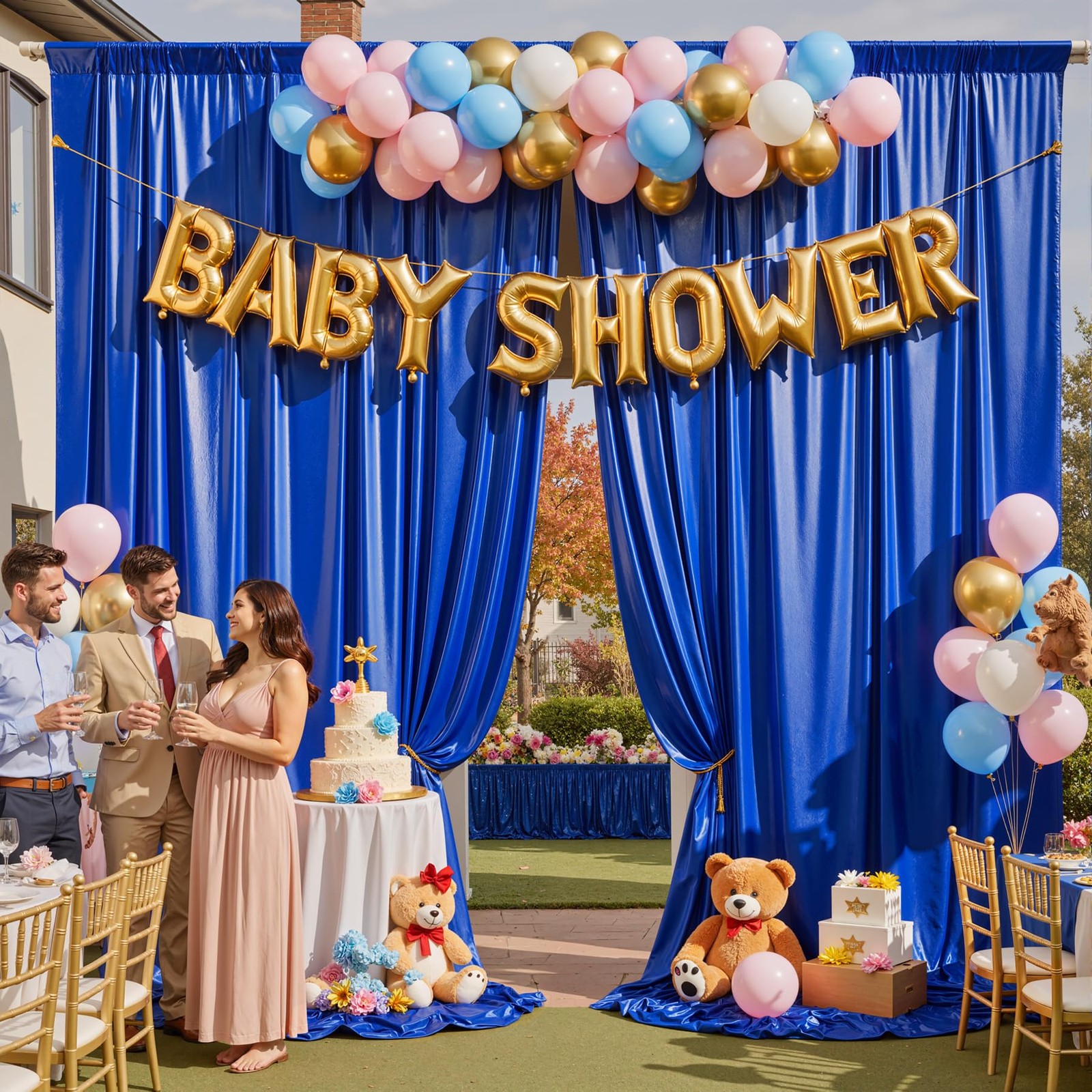 10x12FT Royal Blue Sequin Backdrop Curtain for Party – 2 Panels 5x12FT Wrinkl…