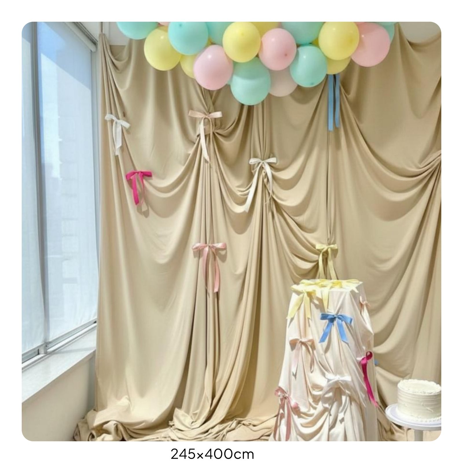 Bowknot Background Material Easy to Set Up Pleated Backdrop Cloth for Wedding