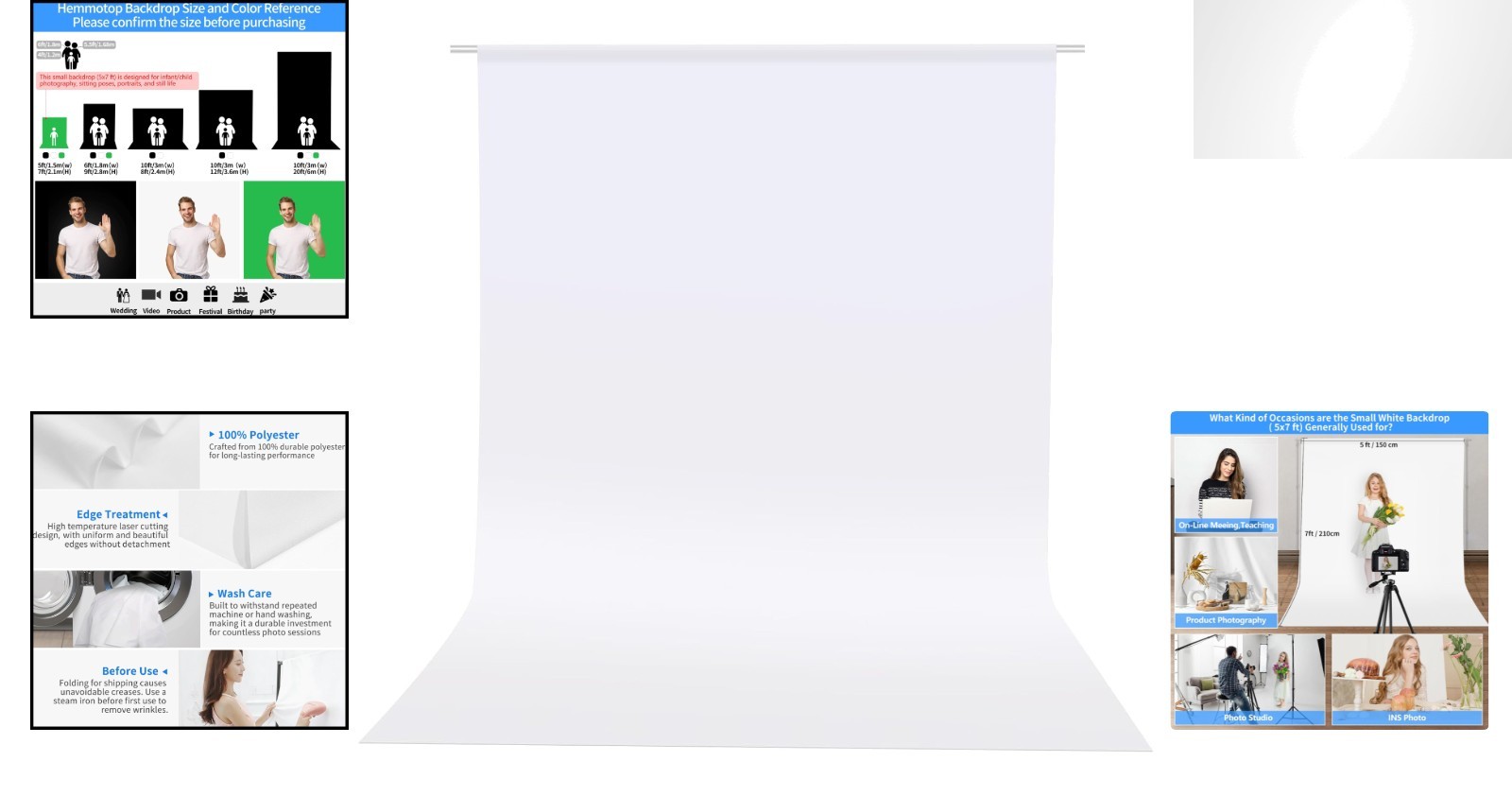 Durable 5×7 ft White Photography Background for Easter, Birthdays & Photoshoots