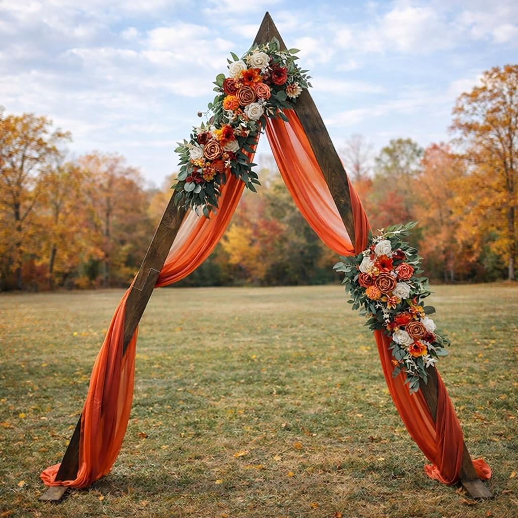 3 Panels Mixed Color Chiffon Wedding Arch Draping Terracotta Blush 30 In x 20 FT