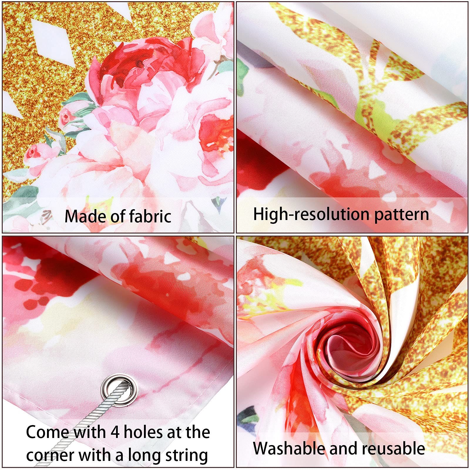 Tatuo Baby Shower Backdrop 6×3.6 ft Little Princess 71 x 43 inches, Gold