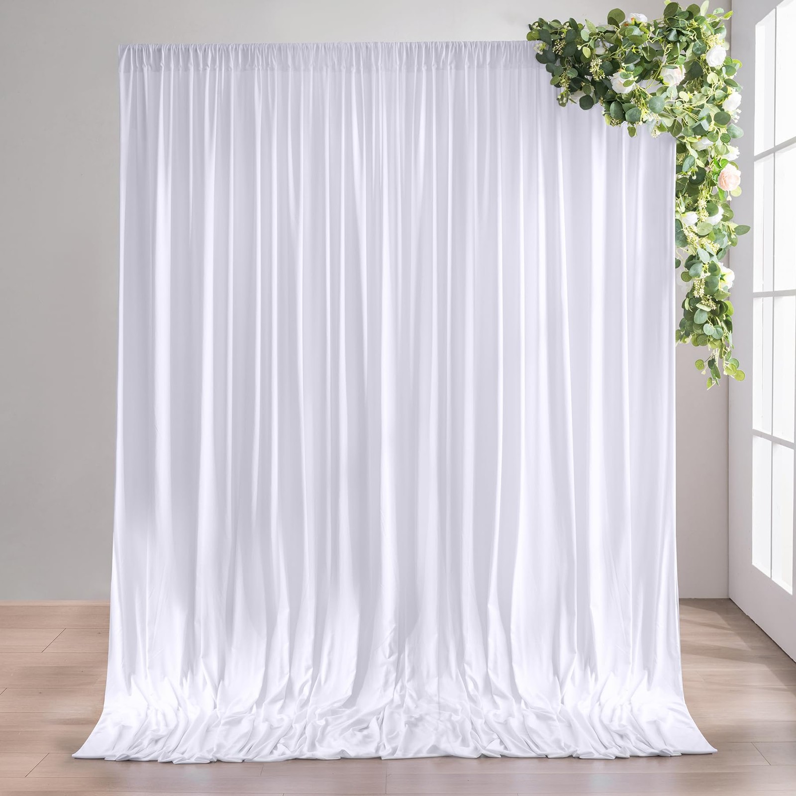 10x9ft White Backdrop Curtains 2 Panels Wrinkle Free Photo Drapes Cloth