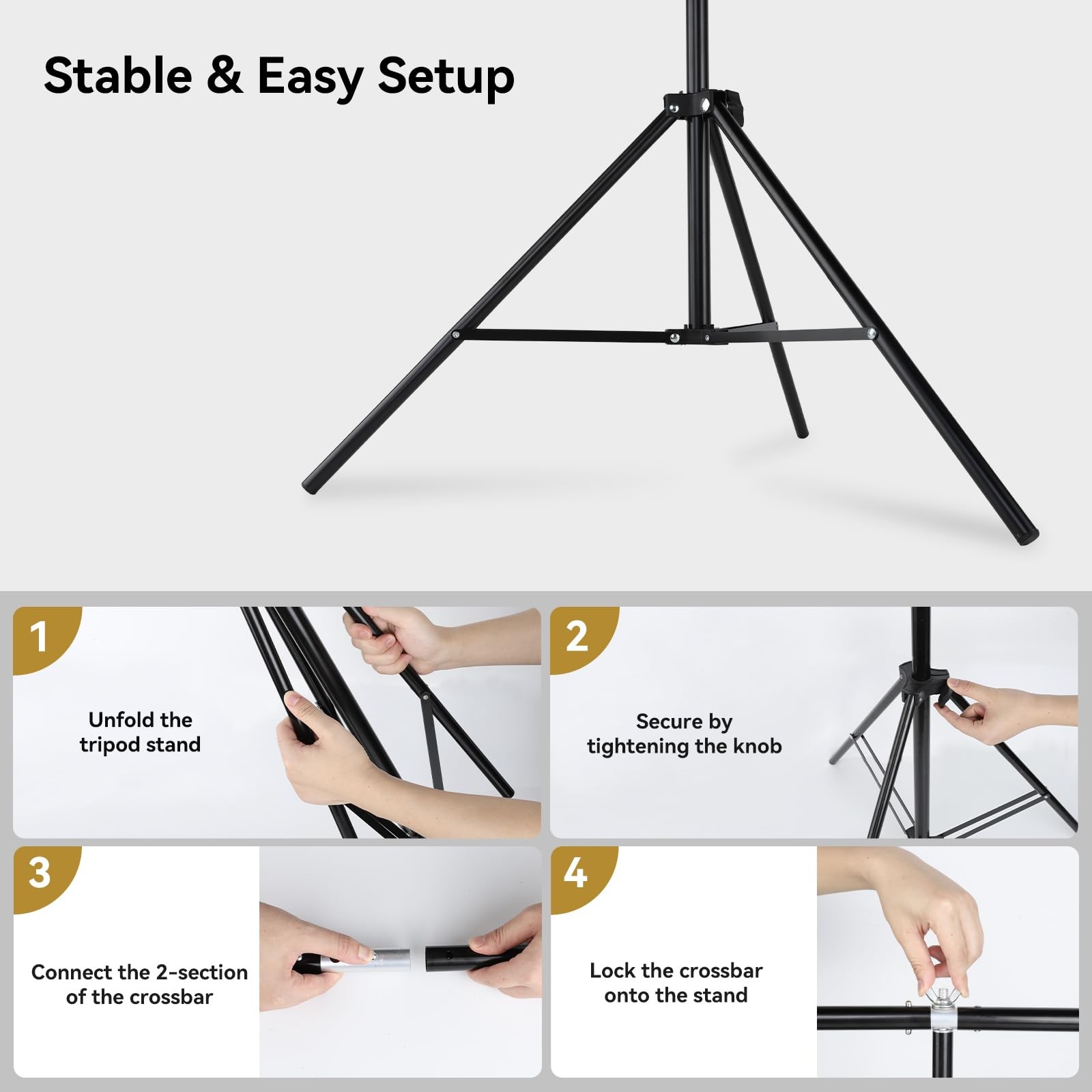5×6.6 ft T-Shape Backdrop Stand, with 5 Clip Clamps & Carry Bag