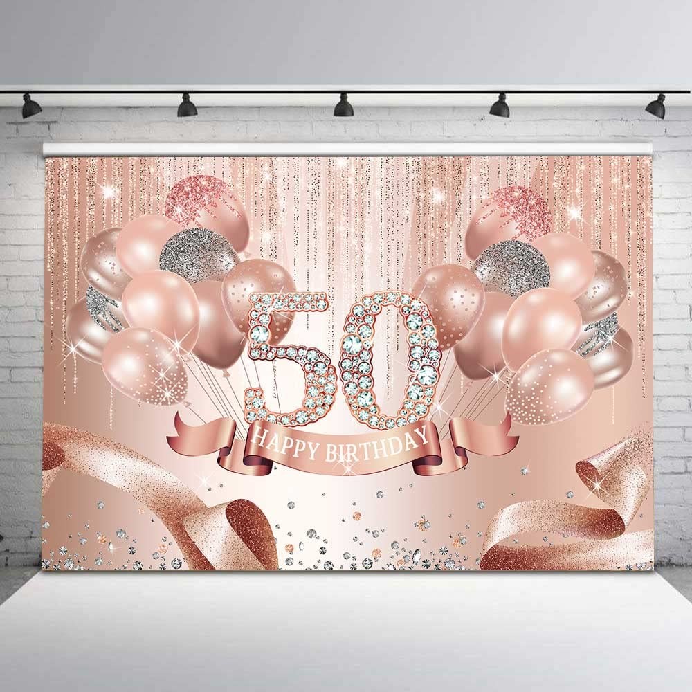 Happy 50th Birthday Backdrop Rose Gold Diamonds Fabulous 50th Birthday Backgr…