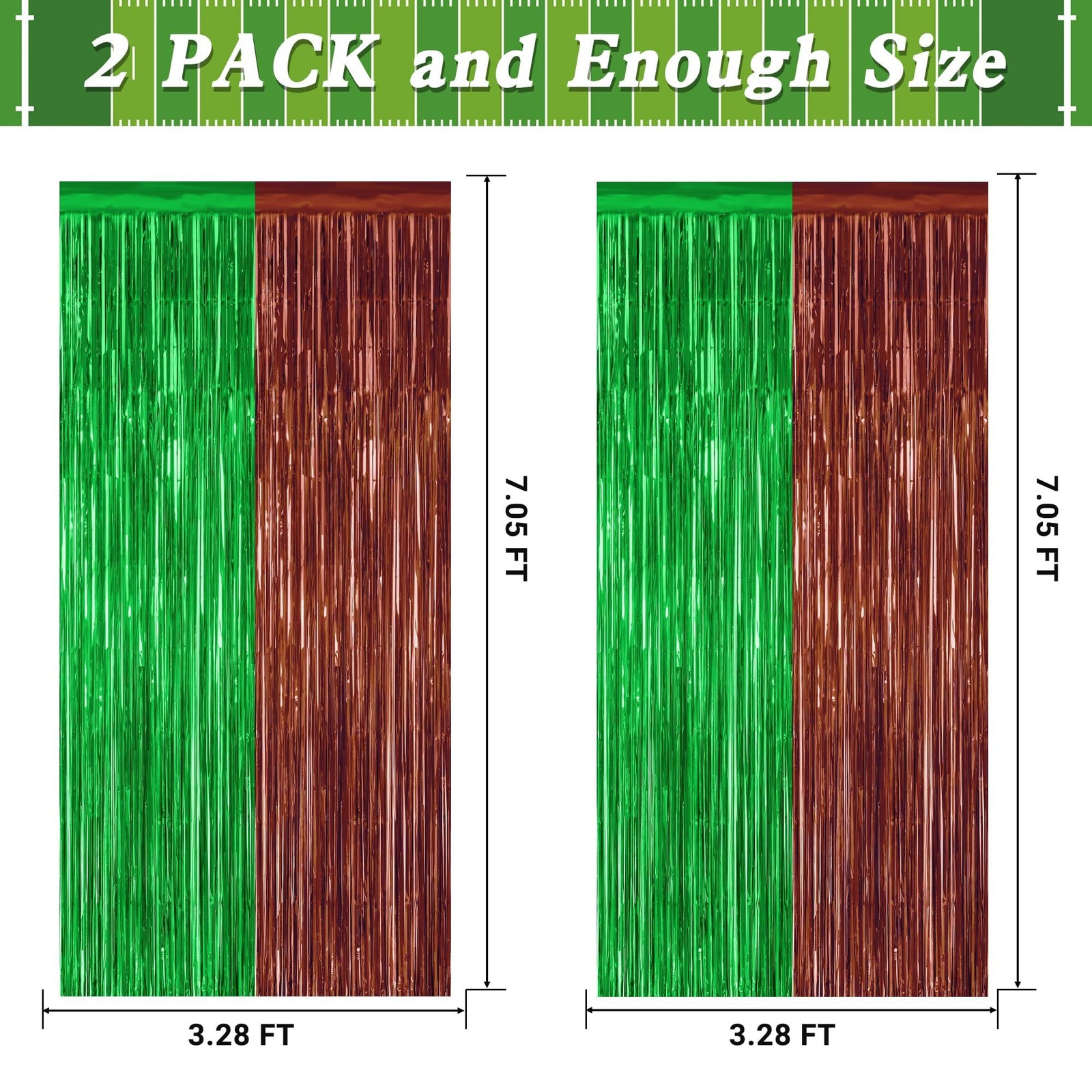 2 Pack Football Party Decorations, 3.28 FT x 7.05 2 PCS, Brown Green