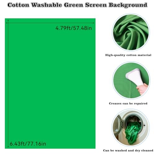 Green Screen Backdrop Kit with Stand – 6.5×5 Ft Portable Green 6.5ft x 5ft