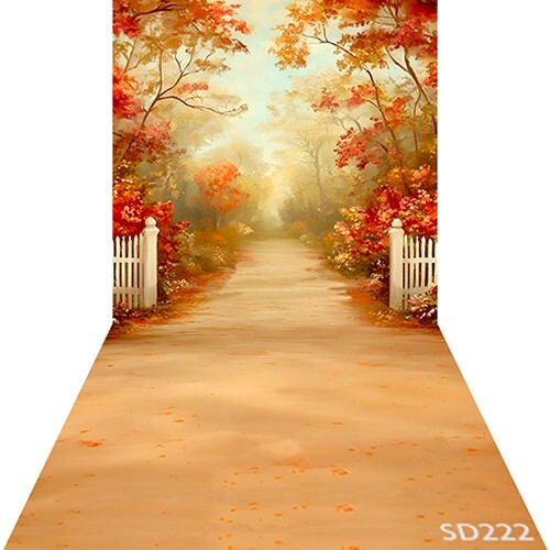 10’x20’CP Maple Tree path Fall Scene Microfiber Fabric background backdrop SD222