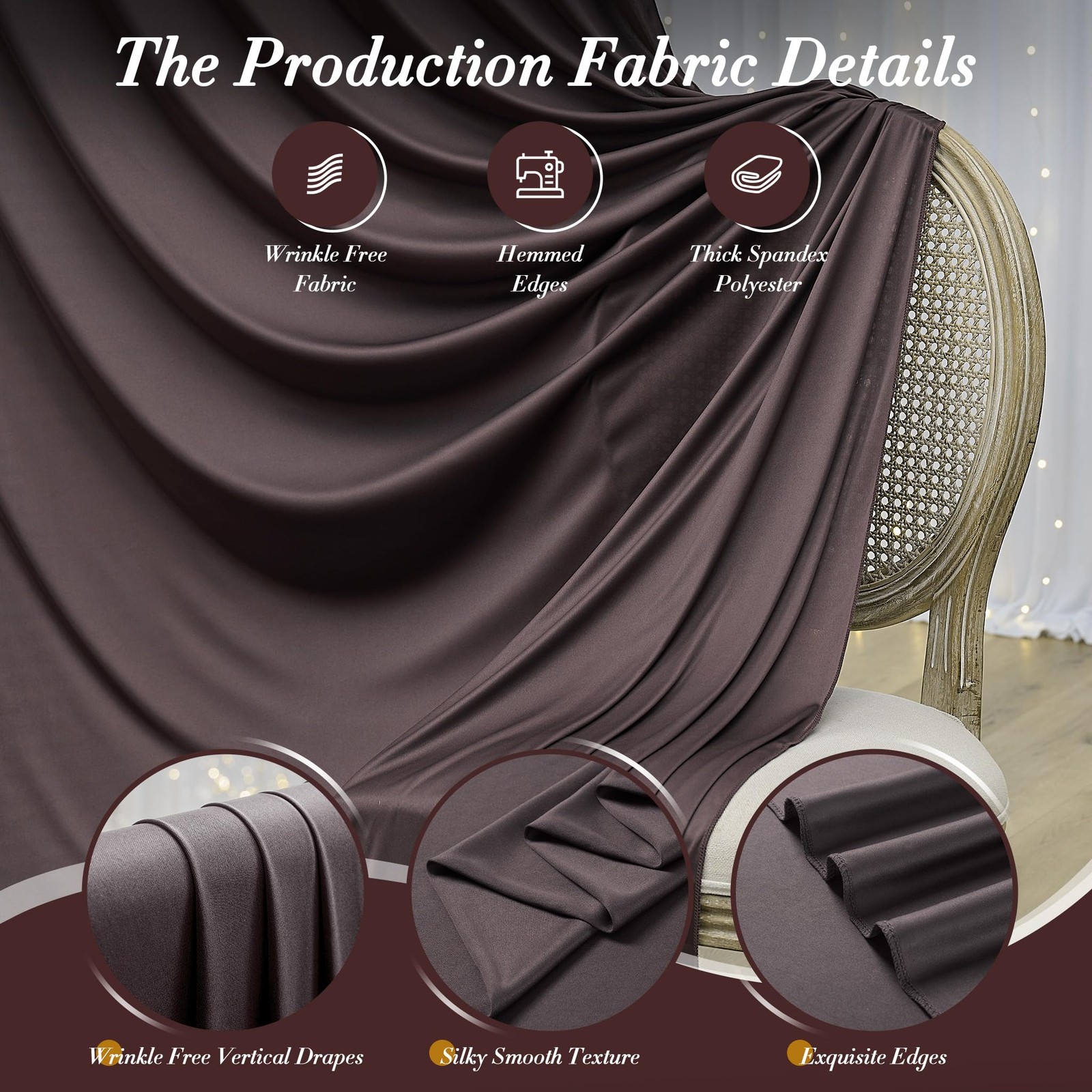 50 ft x 10 Wrinkle Free Brown Backdrop 5′(W) x 10′(H), 10 panels,