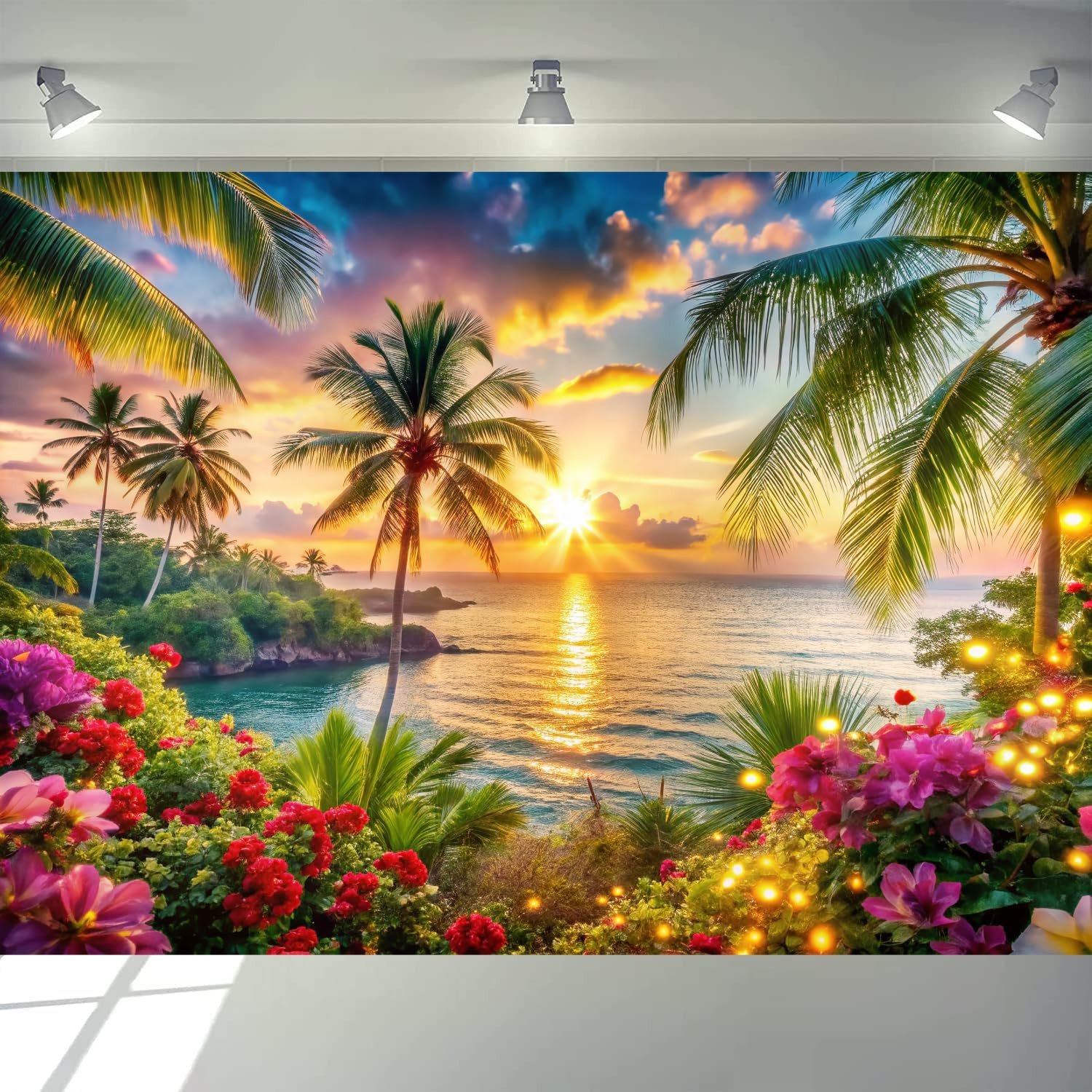 Beach Ocean Backdrop,Summer Hawaiian Beach Photography Backdrop,Palm Tree Sea Lu