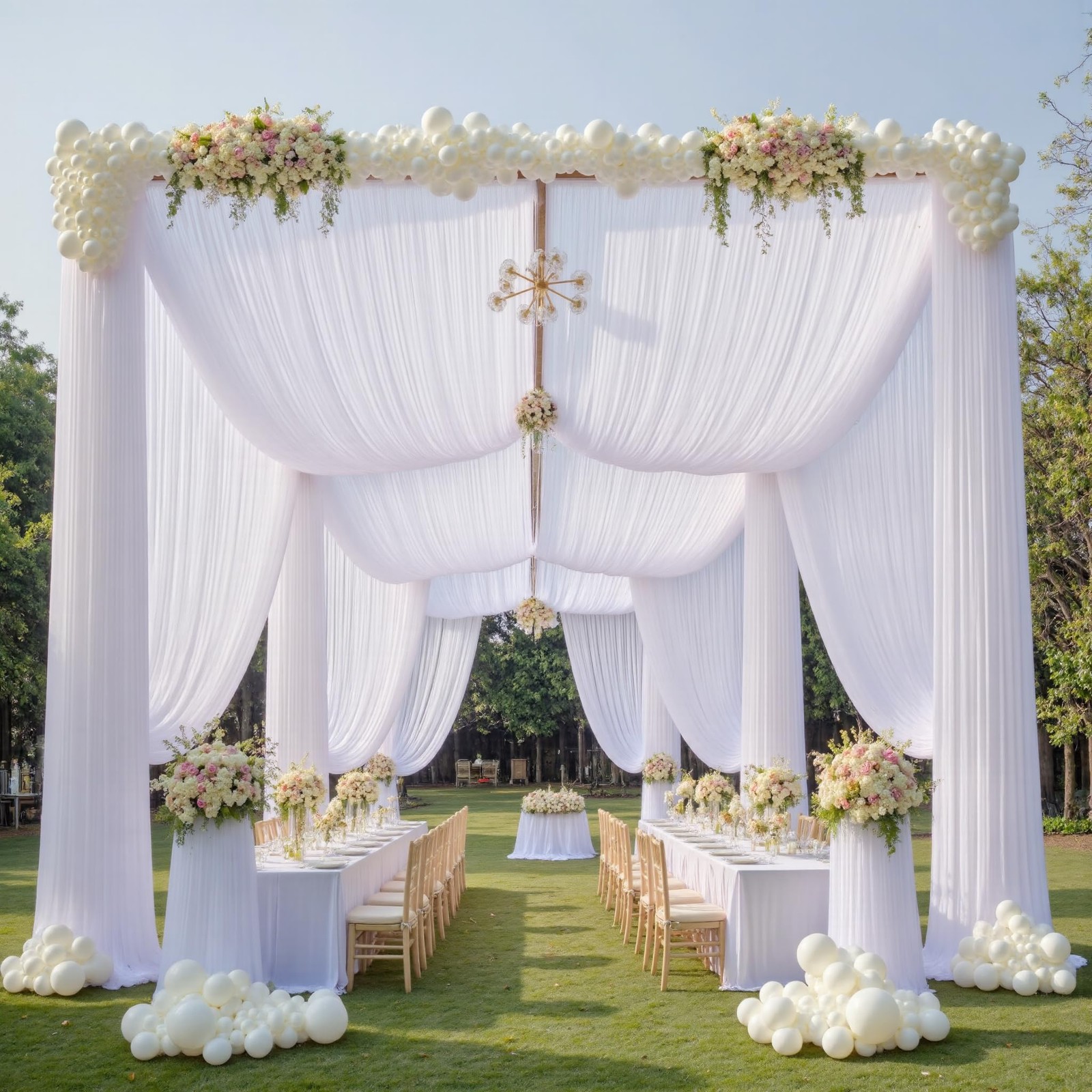 2 PCS White Backdrop Curtains Wrinkle Free Drapes Photo Background 10×15 Ft