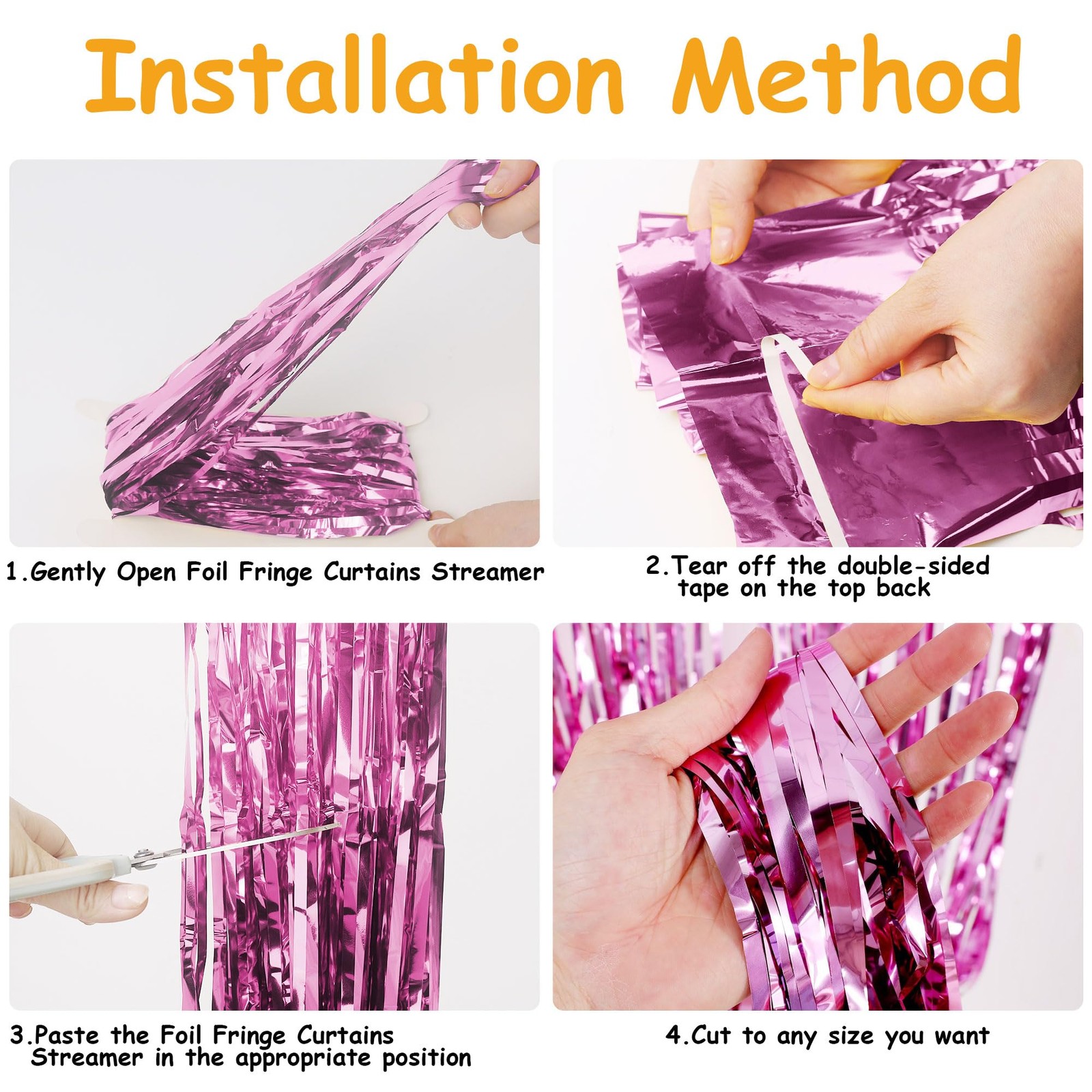1 PC 3.28 x 6.56 Ft Metallic Foil Fringe Curtains Streamer Photo Backdrop