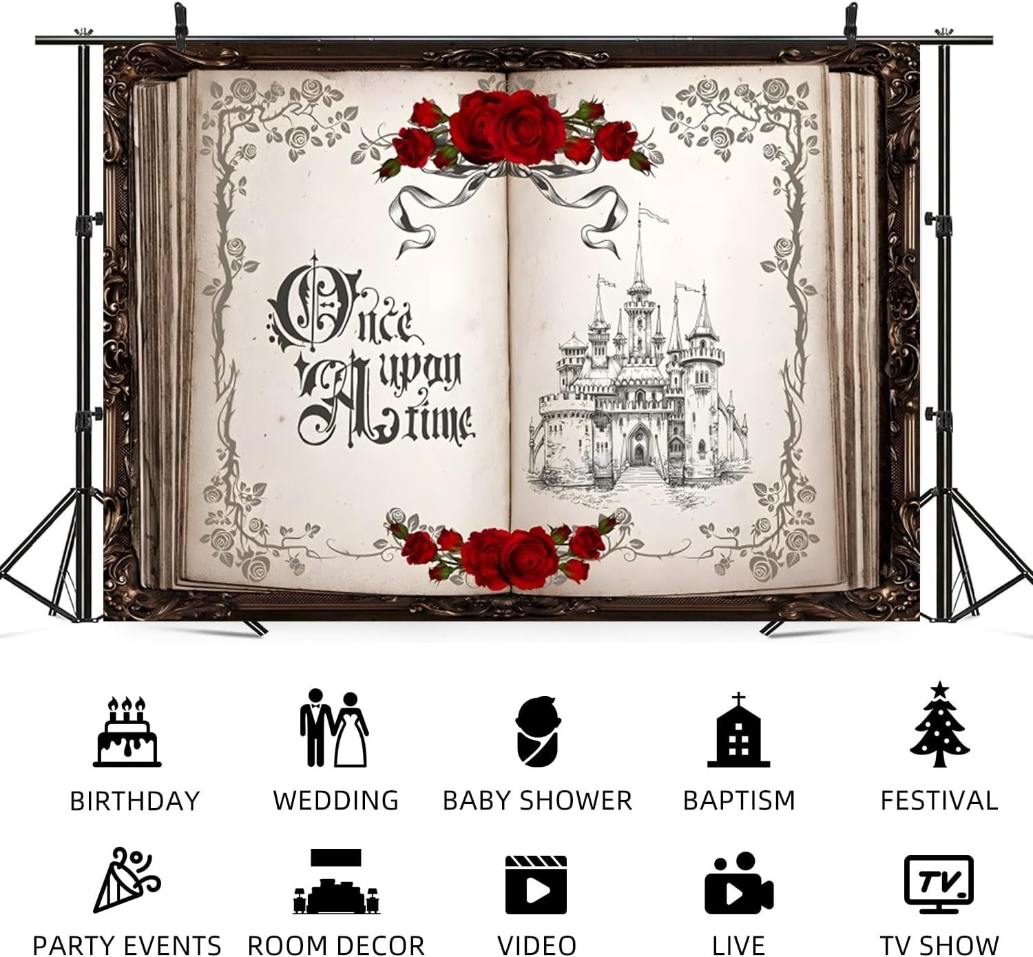 10x8ft Once Upon a Time Backdrop Princess Castle Wedding Party Photography Ba…