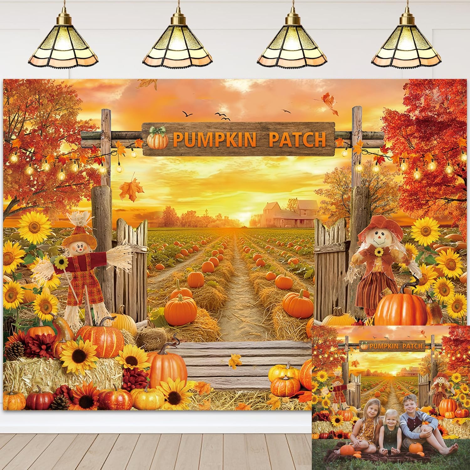 Fall Pumpkin Patch Backdrop Autumn Harvest Pumpkin Field Photography Backgrou…