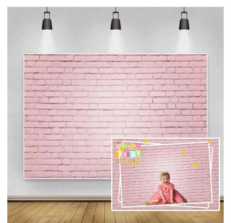 LFEEY 10 Ft x 8 Ft Pink Brick Photo Backdrop~ Non Glare ~ Matte Finish