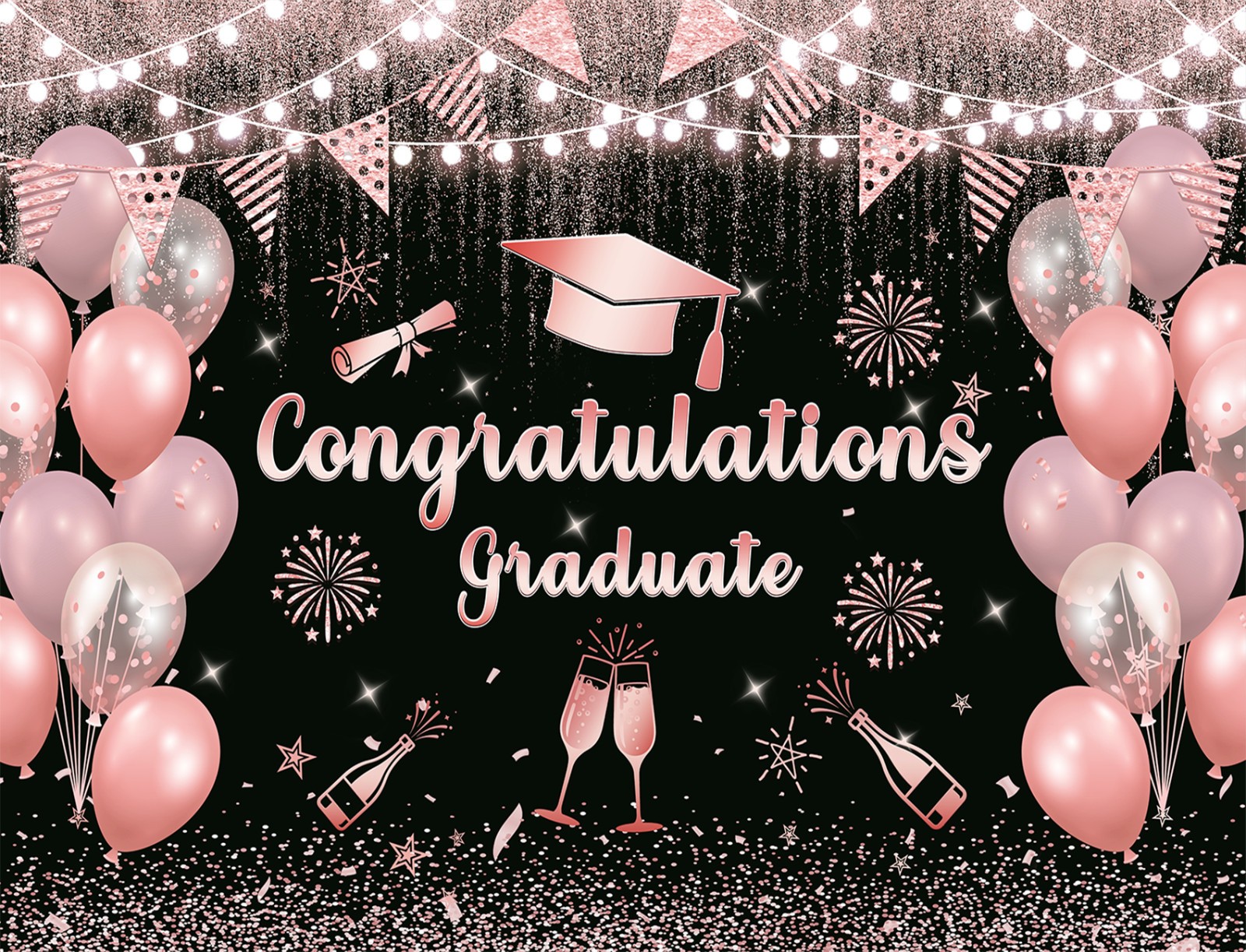 10x8ft Pink and Black Class of 2026 Congrats Grad Background for Photography