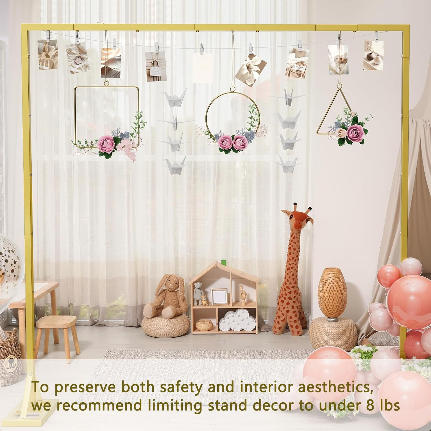 8.2FT Adjustable Backdrop Stand Kit – Square Wedding Arch & Balloon Arch for Pho