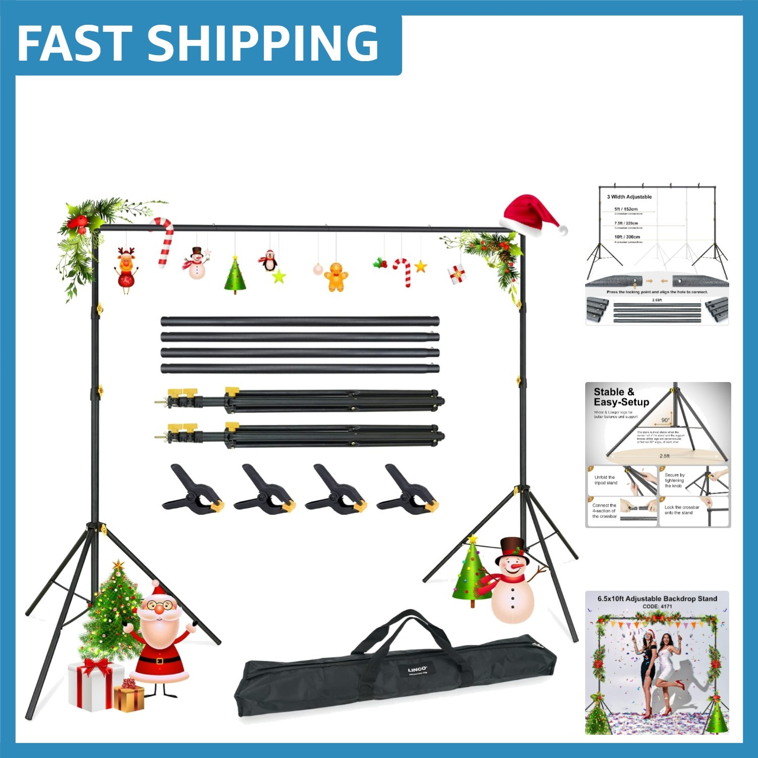 10×6.5ft Adjustable Backdrop Support Stand Kit for Stunning Photography