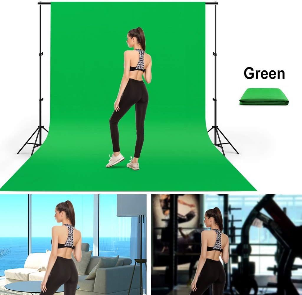 10×20′ Large Green Screen Backdrop for Photography,2Rod Pocket Chromakey Collaps
