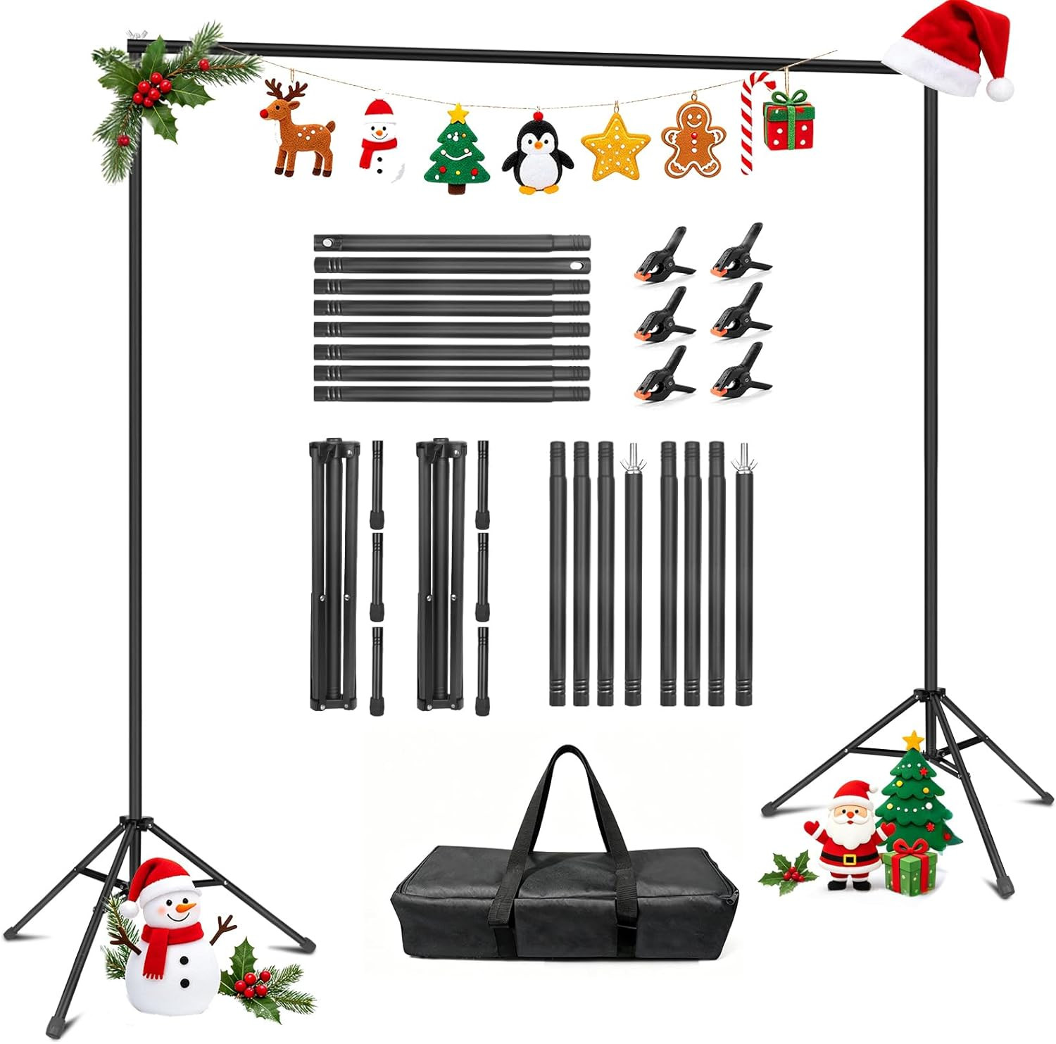 Backdrop Stand 10X7Ft(Wxh)- 7 Widths Photo Studio Adjustable Background Stand Su