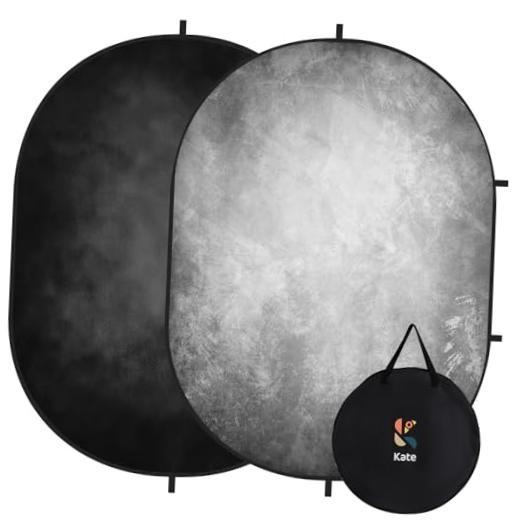 5×6.5ft(1.5x2m) Collapsible Backdrop Folded Microfiber Professional Grey and