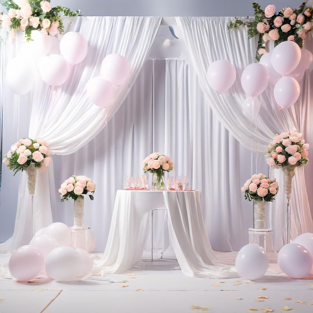 NSSONBEN 10×10 ft Wrinkle Free White Backdrop Curtains for 10ftx10ft,