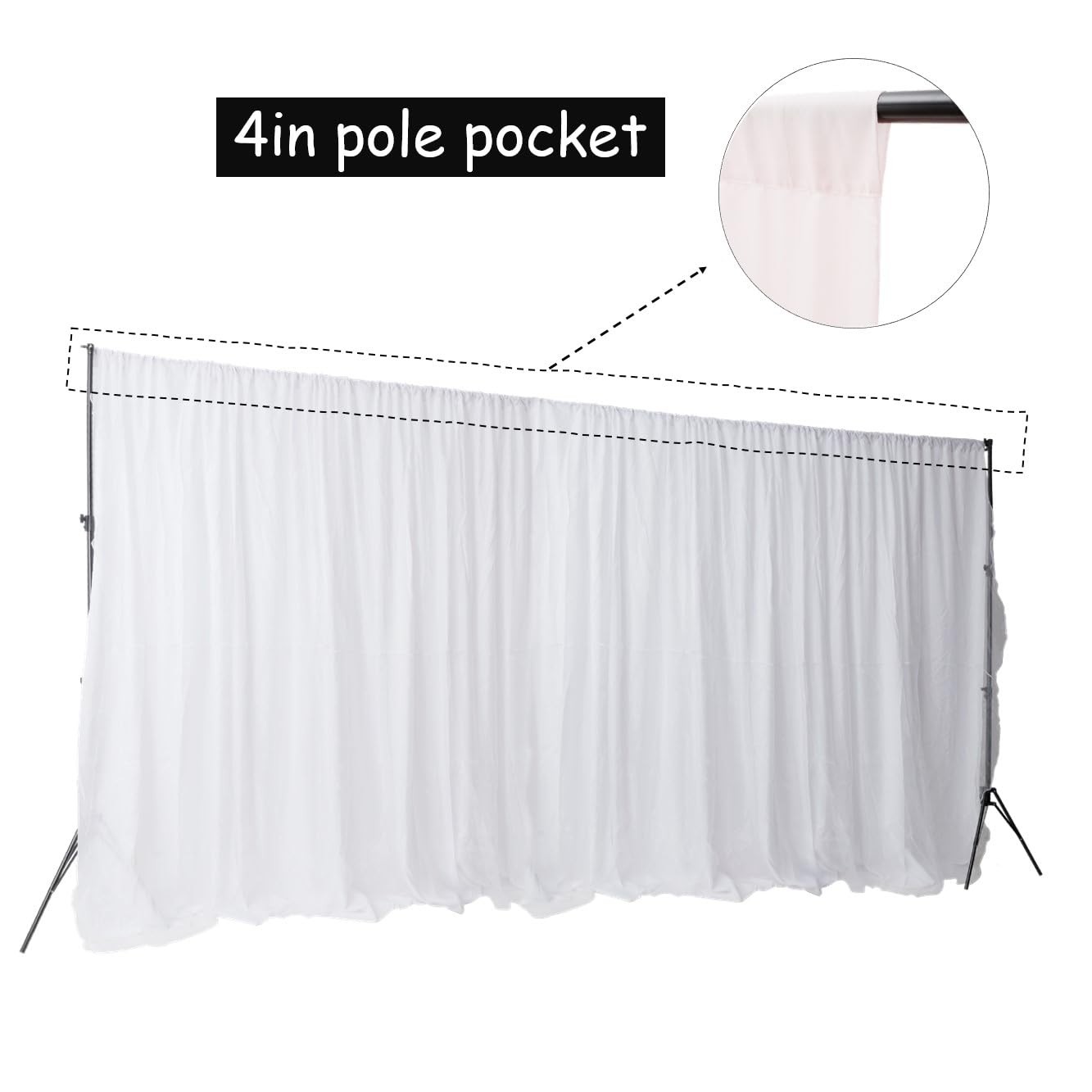 10 x 8 Ft Two Layers Backdrop White Chiffon Tulle Polyester Garage Divider