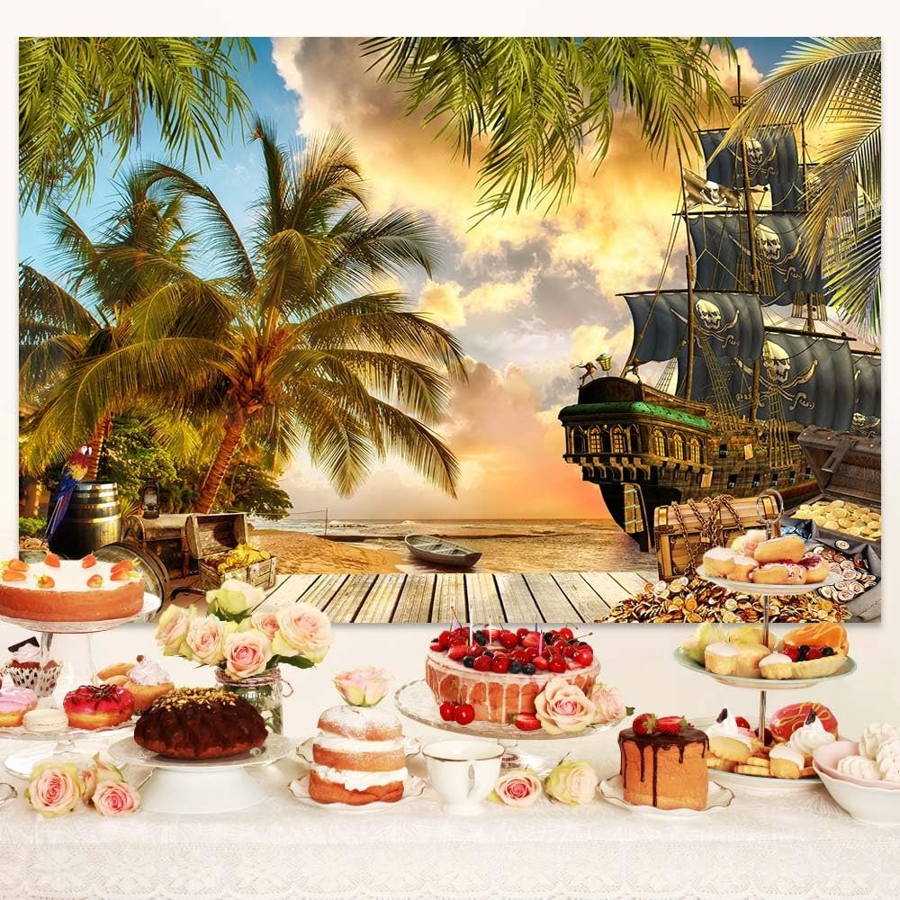 10X8ft Pirate Theme Photo Backdrop Photography Background, 10X8FT, Green-01