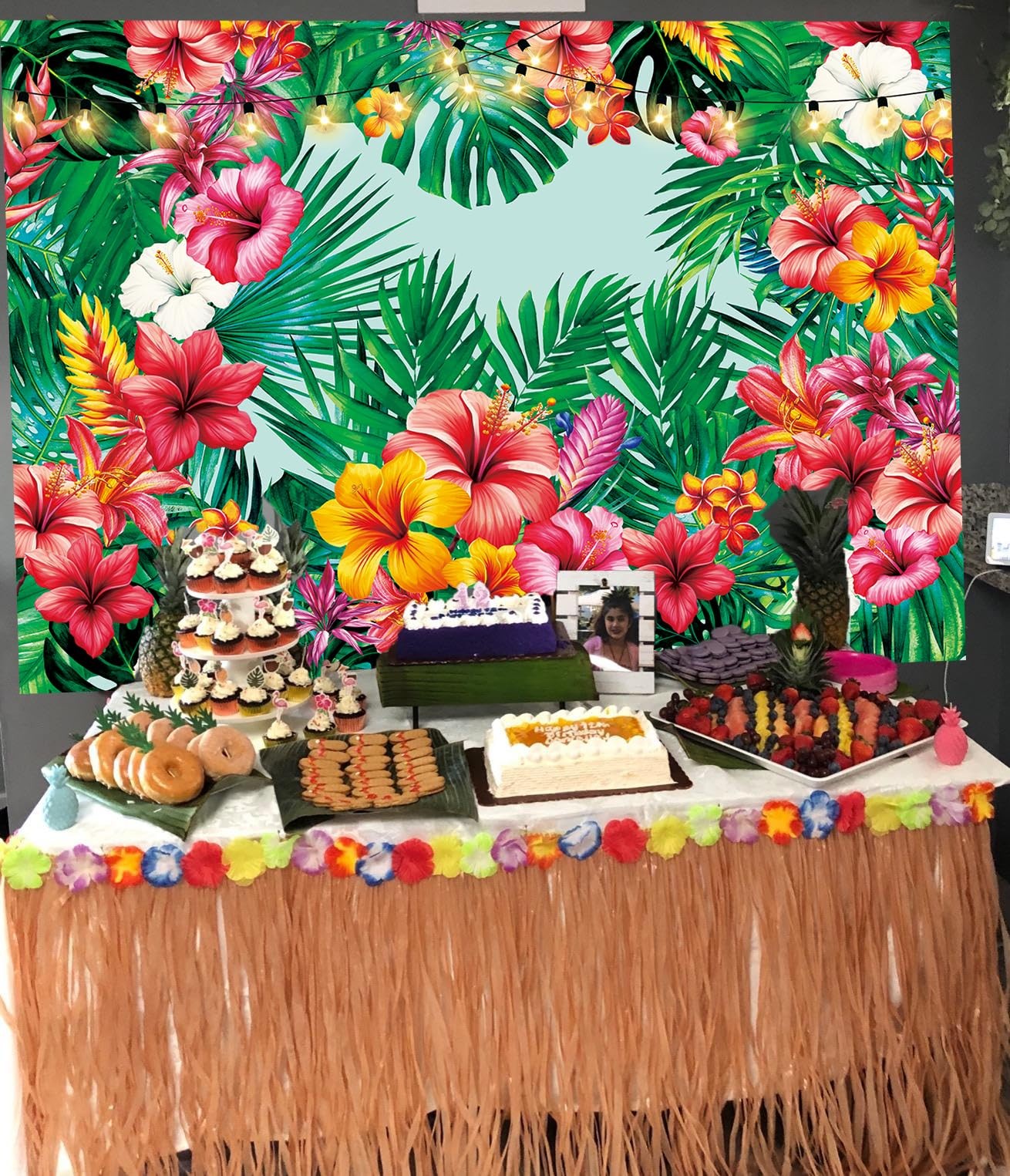 Tropical Palm Leaves Backdrop Floral Summer Jungle 7x5FT, green