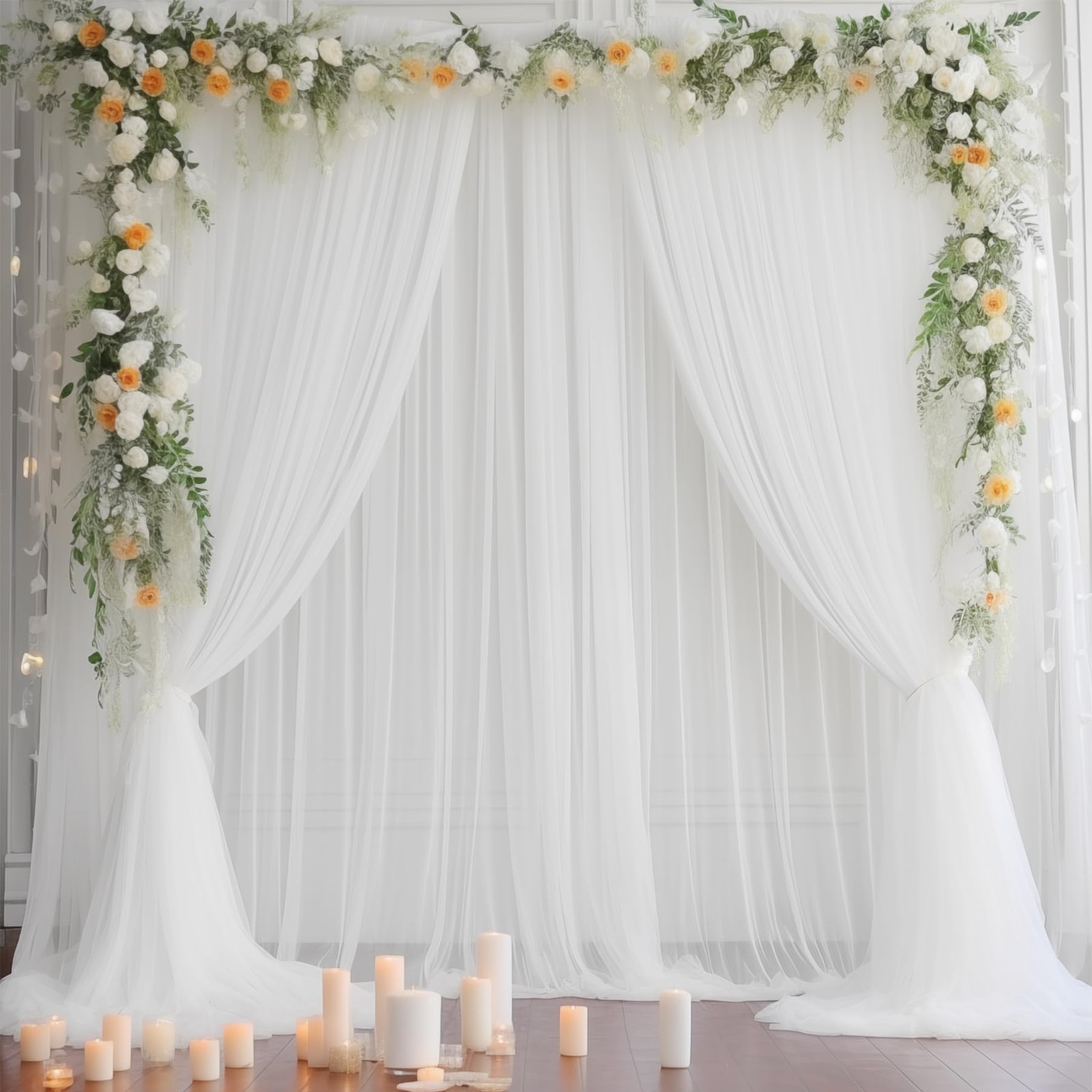 White Tulle Sheer Party Backdrop Curtains Drapes Wedding Photo 20x10ft Mat