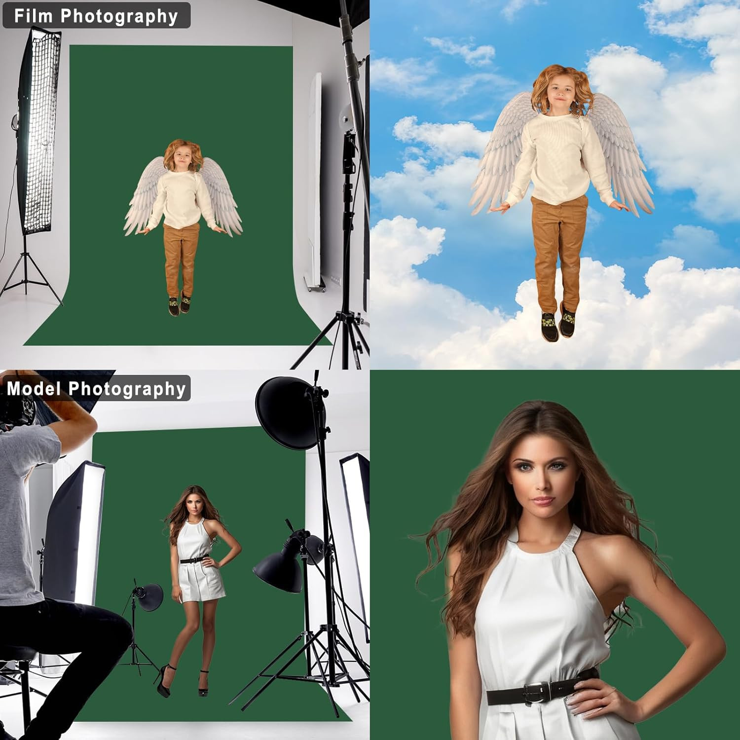Dark Green Backdrop for Photoshoot, Professional Photo Backdrop Background Curta