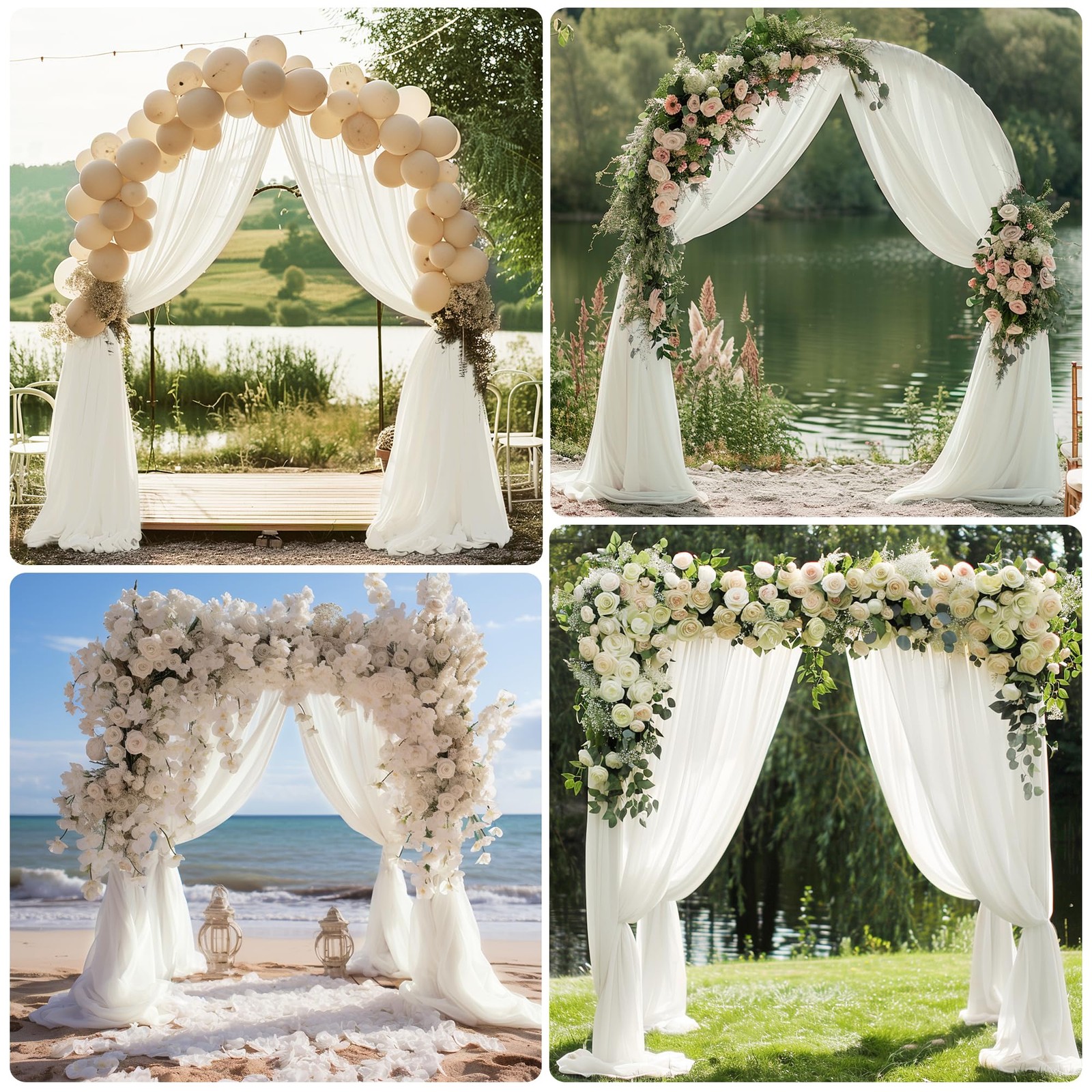 Wedding Arch Draping Fabric 1 Panel 28.7″ x 20FT Ivory Sheer Chiffon Backdrop…