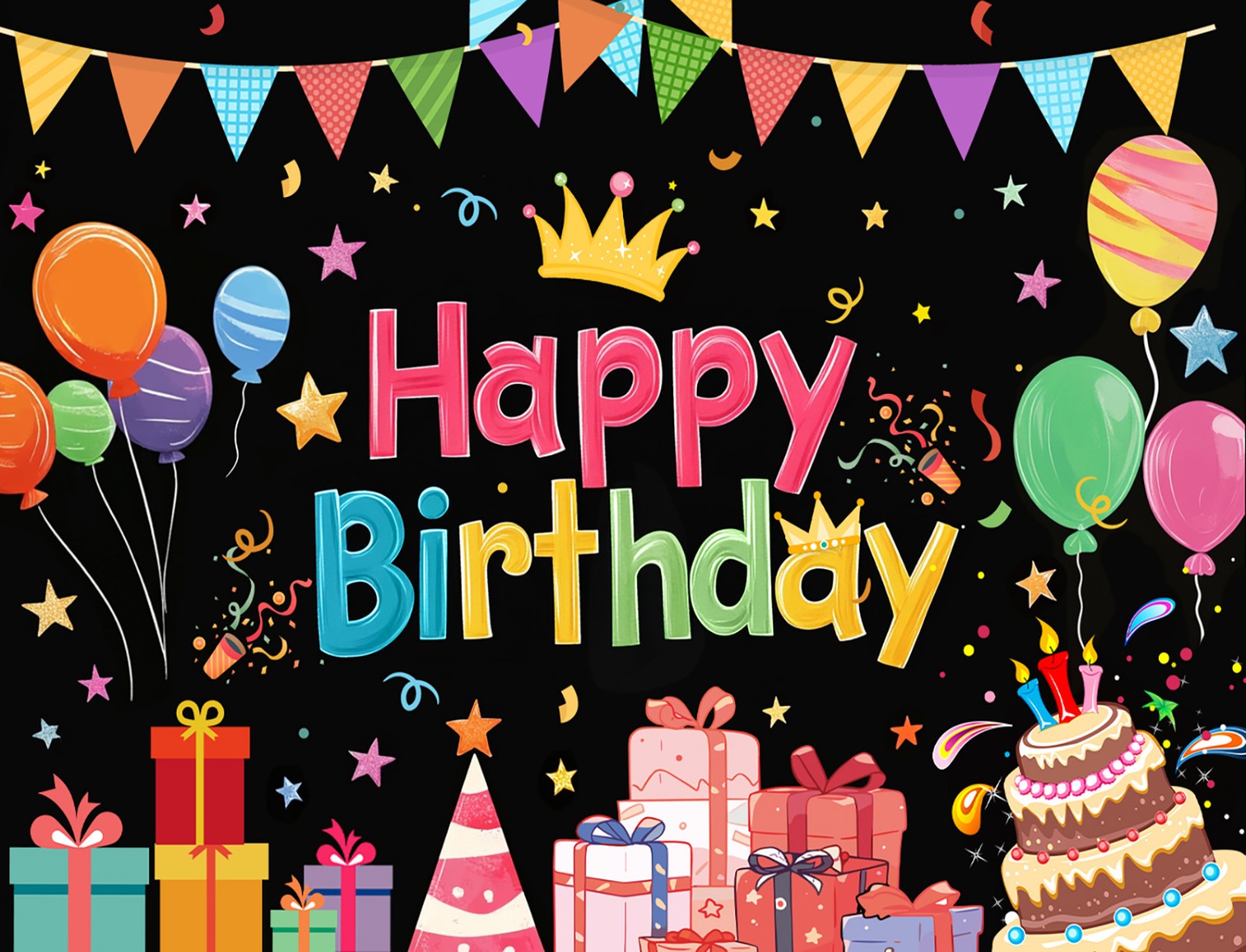 10x8ft Colorful Cartoon Balloon Happy Birthday Vinyl Backdrop Photo Background