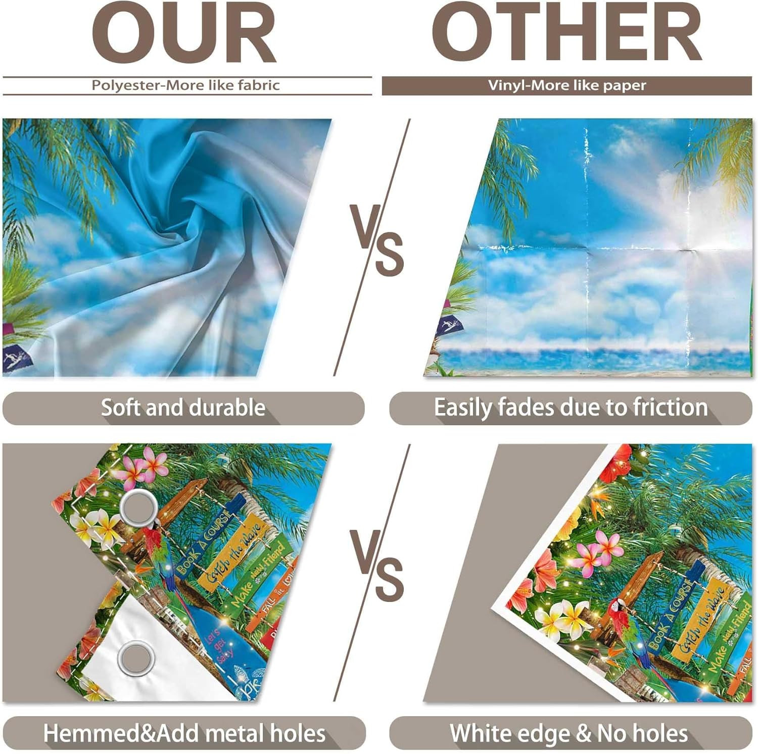 7x5ft Summer Hawaiian Beach Backdrop Tropical Luau Party Photo Background Banner