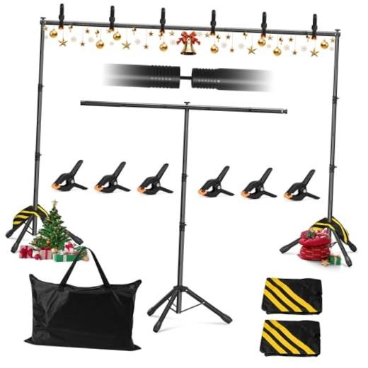 3-in-1 Adjustable Backdrop Stand 10 x 7.5 FT, Portable 10×7.5 ft Black