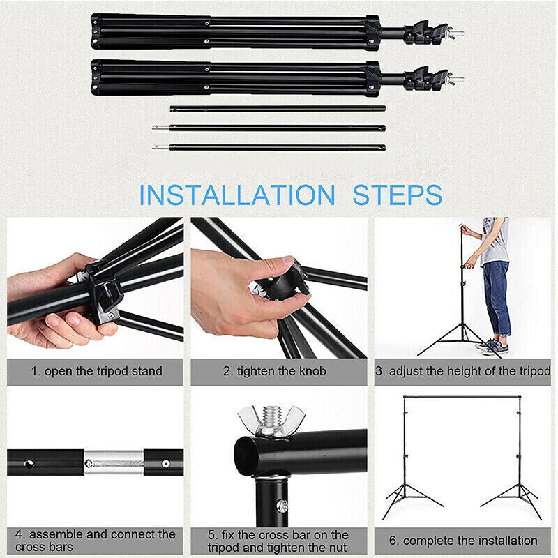 Backdrop Stand Background Stand Kit 6.5 x 6.5 ft for Party & Photo Studio + Case