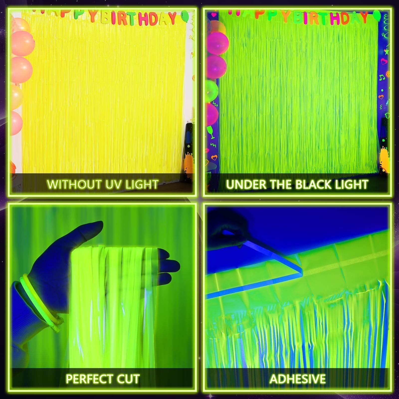 Mega-L Glow in The Dark Party Supplies, Neon Party Decorations, 2 Pack 6.6×6….