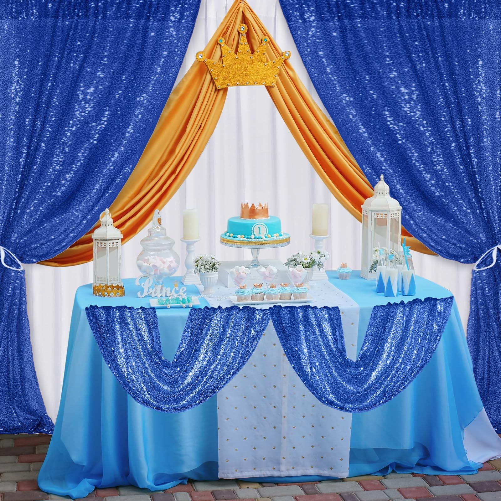 4 Panels Backdrop Curtains 2 Pcs 4 x 10 ft Sequin Glitter 2 Pcs 7 x 10 ft Chi…
