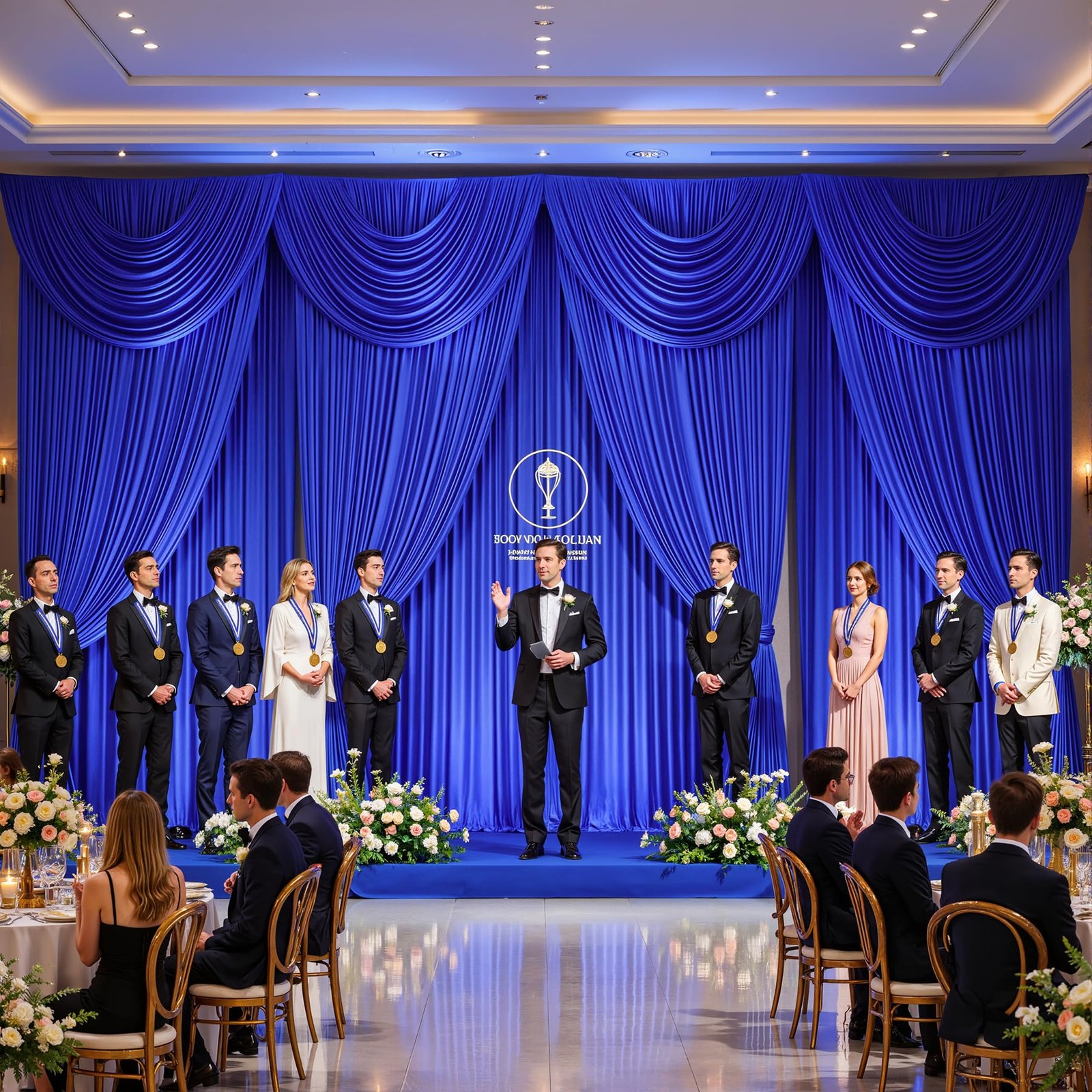 50ftx12ft Wrinkle Free Royal Blue 5′(W) x 12′(H), 10 panels,