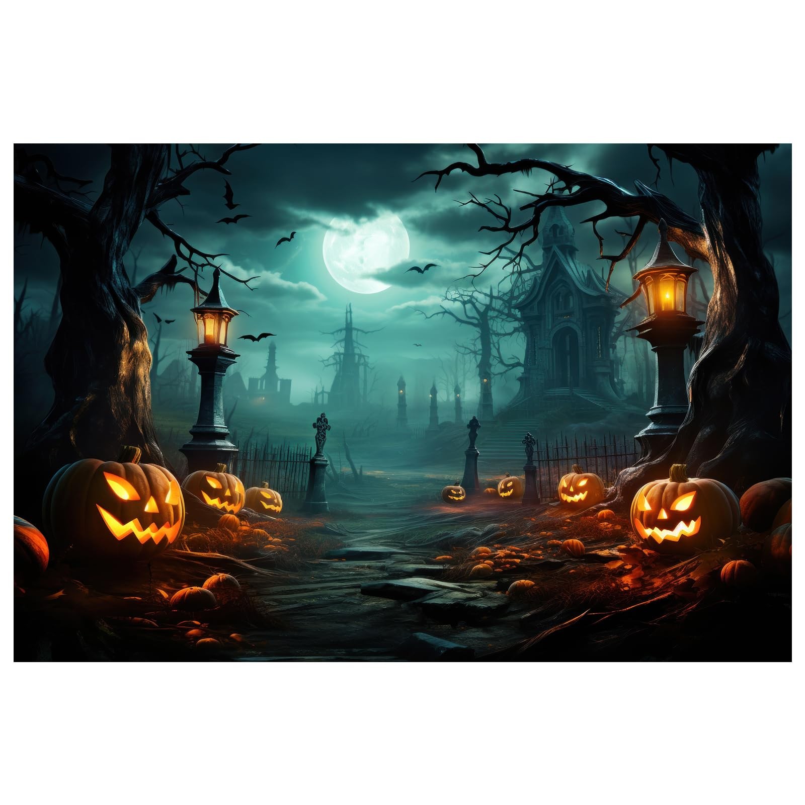 Peryiter Halloween Backdrop for 7x5ft, Multicolored (as shown in the picture)