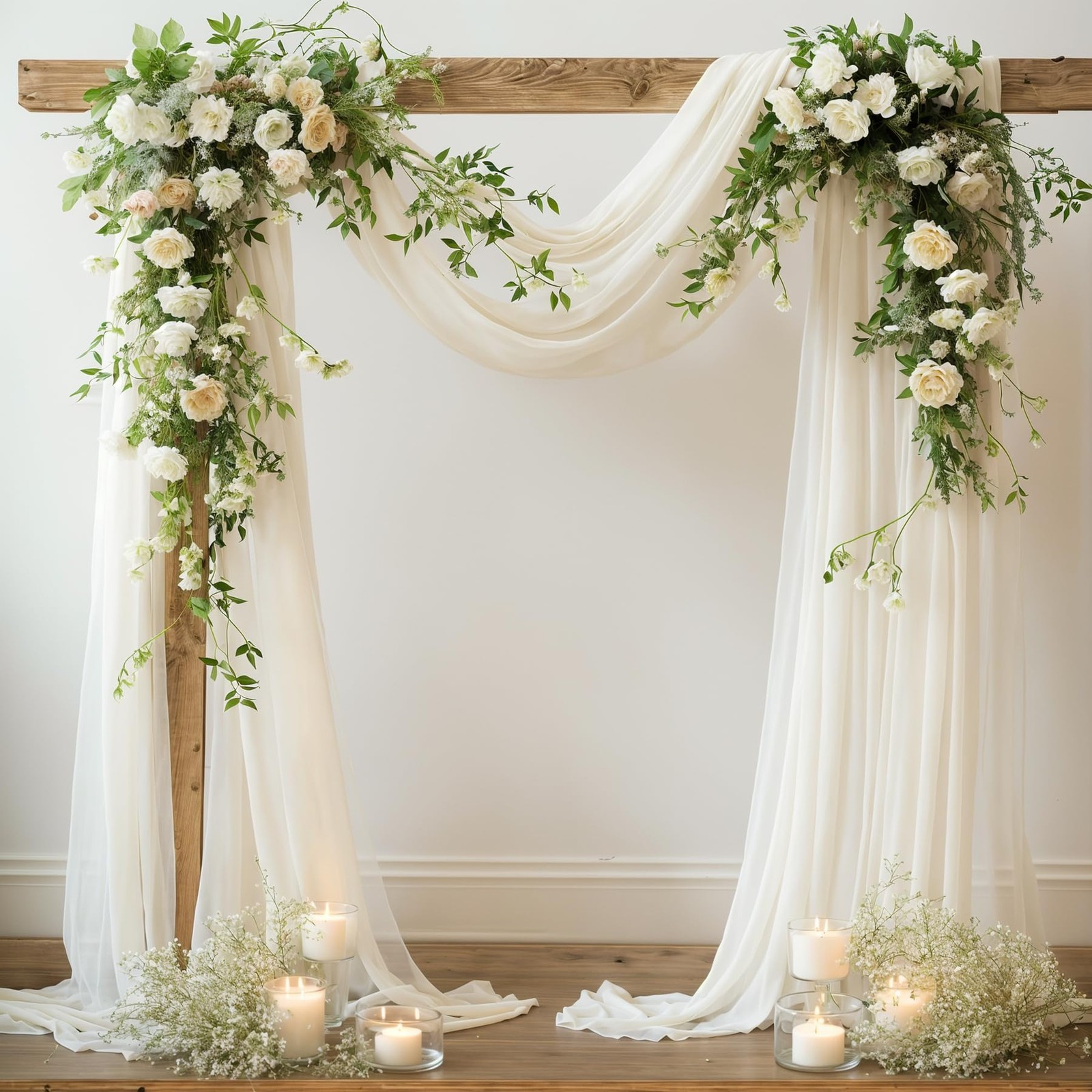 Wedding Arch Draping Fabric 1 Panel 18FT Beige Sheer Chiffon Backdrop Curtain