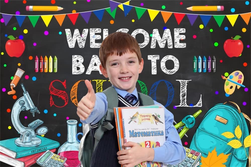 7x5ft Welcome Back to School Backdrop Colorful Teachers Students Online Teach…