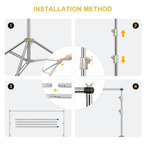 Stainless Steel Backdrop Stand Heavy Duty, Adjustable Backdrop 9.2 x 10 Ft