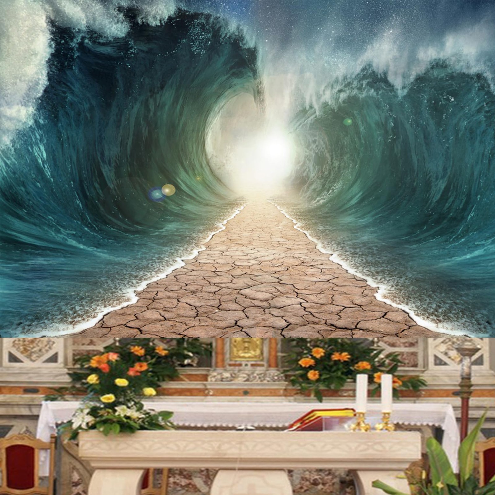 Moses Divided Sea Pathway Backdrop Church Religious Photo Background 10x8ft