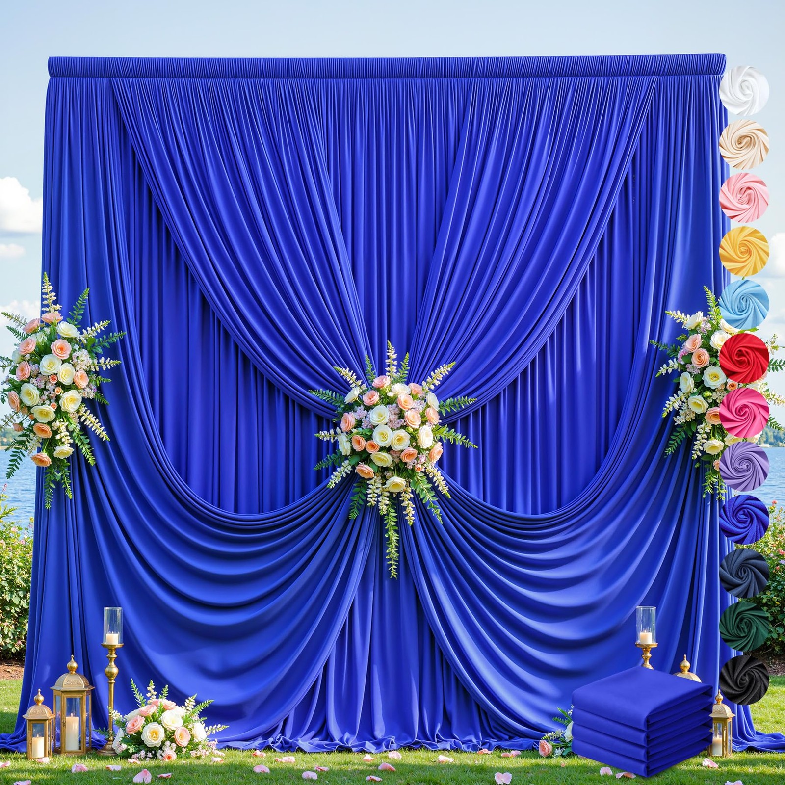 20ft×12ft Royal Blue Backdrop Curtain for Wedding Parties, Wrinkle Free Polye…