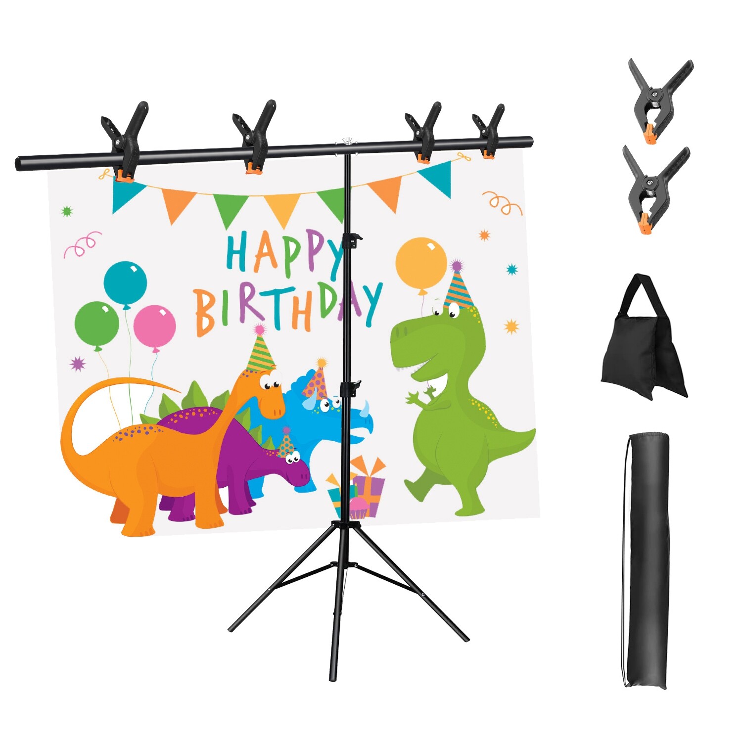 5×6.5FT T-Shape Backdrop Stand Background Stand Adjustable Heavy Duty Photo Rack