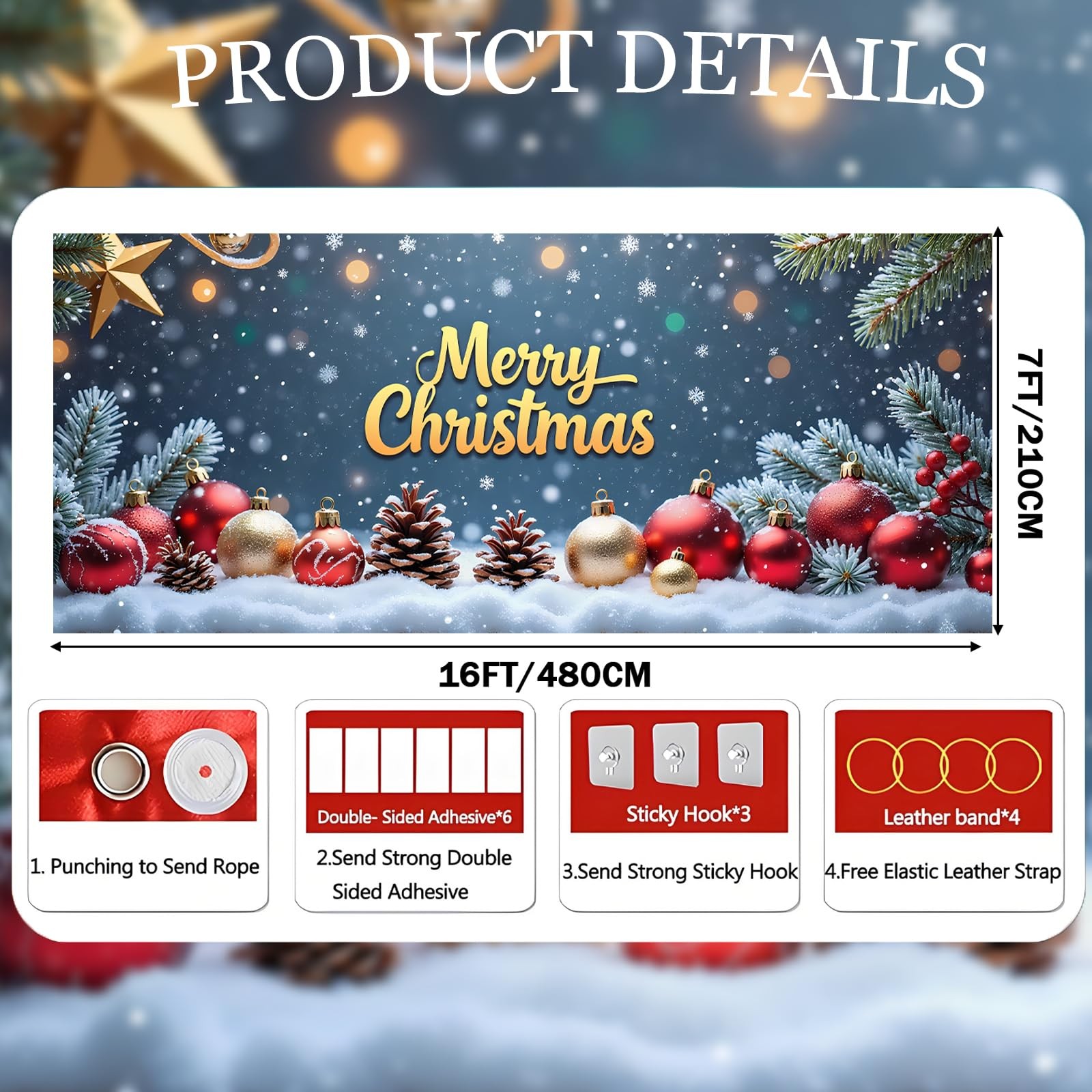 Christmas Garage Door Cover, Large Christmas Banner Backdrop Decorations Hang…